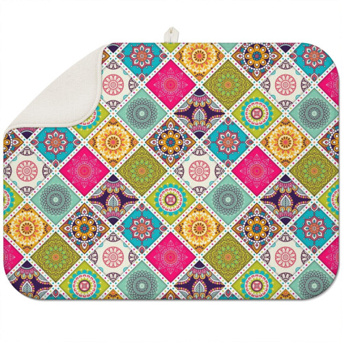 Geschirrtrockenunterlage mit Boho-Blumenmuster, Mikrofaser, 45,7 x 61 cm