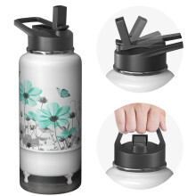 Waterfles in boerderijstijl, 950 ml, drievoudig geïsoleerd, roestvrij staal