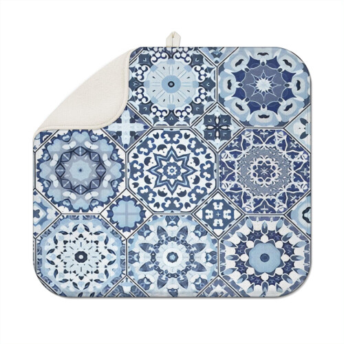 Tapete para secar louça de cozinha estilo boêmio, 40x45 cm (16x18 polegadas)