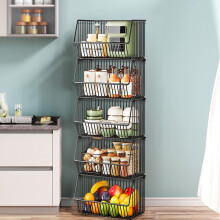 Panier de rangement empilable en métal à 6 niveaux