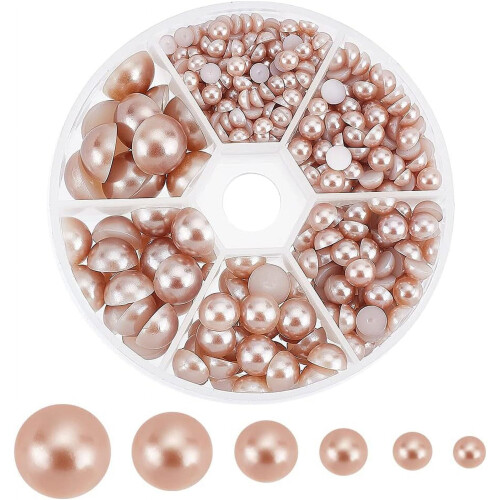 Flat Back Half Round Pearl Cabochons 6 Sizes 4-12mm 690pcs