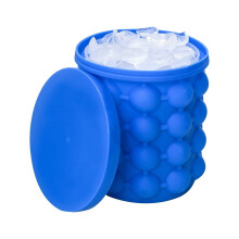 Bandeja de silicona para cubitos de hielo con tapa, color azul, 12 cavidades.