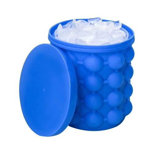 Silikon-Eiswürfelform mit Deckel, blau, 12 Fächer