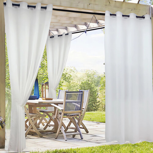 Cortinas externas impermeáveis com ilhós e acabamento transparente (pacote com 2)
