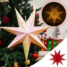 Lanterne de Noël pliable en papier à 9 branches, fonctionnant sur piles
