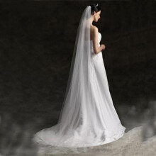 White Wedding Veil Single Layer 5M Trailing