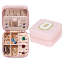 Jewelry Storage Box with Hooks Net Pockets and Flannel Tray