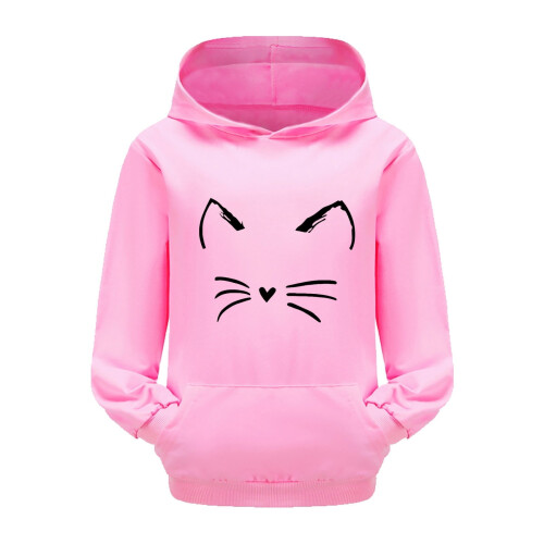 Mädchen-Hoodie aus Baumwolle, langärmeliger Pullover, rosa, Größe 160