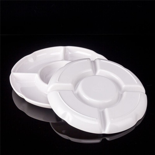 5 Combined Round Plastic Tray, Size: 13 Inches, White Plastic Partition 1