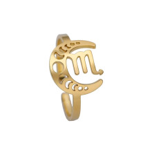 Bague Lune Scorpion pour femme en acier inoxydable, ajustable