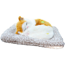 Peluche de gato durmiendo con sonido, colgante de carbón activado para coche