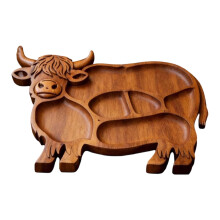 Cow-shaped wooden charcuterie board 12x8 inches