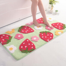 Tapis de bain rose à motif fleurs de fraise, en microfibre antidérapante, 45,7 x 63,5 cm