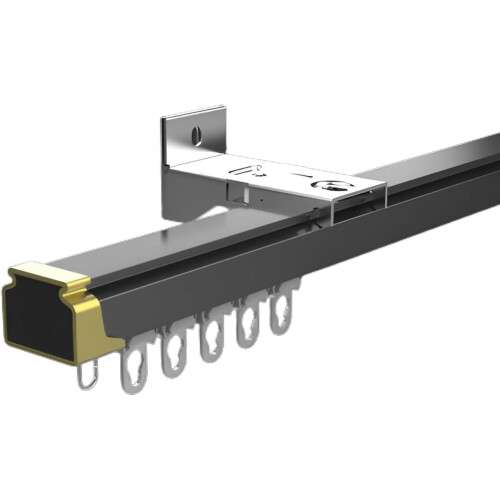 Système de rail à rideaux en aluminium noir 110 cm