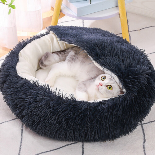Cuccia per gatti semi-chiusa, calda e accogliente, con base antiscivolo.