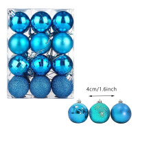 Turquoise Blue Christmas Ornaments Plastic 24 Pack 1.6 Inch
