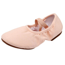Sapatos de dança femininos de lona, modelo slip-on, com salto baixo e sola de borracha.