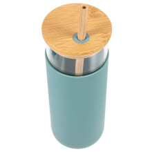 Bambus-Glasbecher mit Deckel (1 Set)