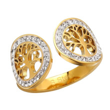 Bague Arbre de Vie en acier inoxydable doré vintage, taille 6