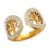 Lebensbaum-Ring, Edelstahl, Vintage-Goldton, Größe 6 1