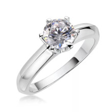 Cubic Zirconia Solitaire Ring Sterling Silver 1 Carat