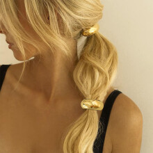 Gouden haarclips voor dames, elastisch, van metaal, 3 stuks