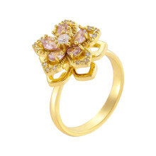 Bague fleur en cristal pour femme, ajustable et pivotante, émaillée