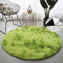 Grønt rundt teppe 122x122 cm mykt og luftig sklisikkert teppe