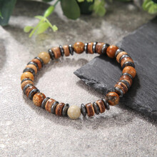 Pulseira Unissex de Ônix e Olho de Tigre - Presente Religioso