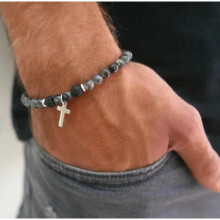 Pulseira Unissex de Ônix e Olho de Tigre - Presente Religioso