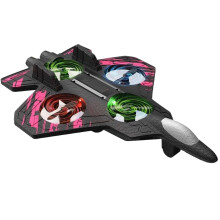 Avion de acrobație RC din spumă cu lumini LED, 3 viteze, roz,