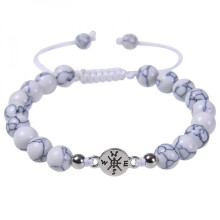 Bracelet boussole œil de tigre en pierre naturelle noire à perles