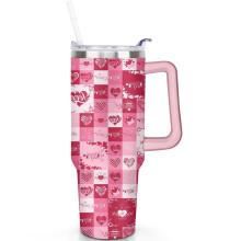 Gobelet isotherme de 1,2 L (40 oz) avec anse et couvercle anti-fuite, idéal pour la Saint-Valentin