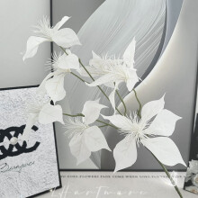 Bouquets de poinsettias artificiels blancs (7 têtes, lot de 5)