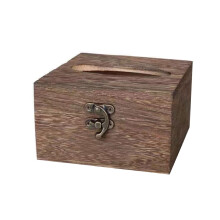 Boîte à mouchoirs en bois, style rétro carré vintage, 1 pièce