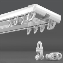 Tringle à rideaux double rail robuste blanche 130 cm