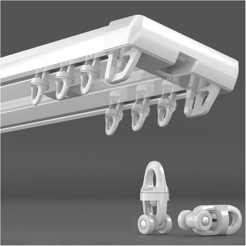 Tringle à rideaux double rail robuste blanche 130 cm