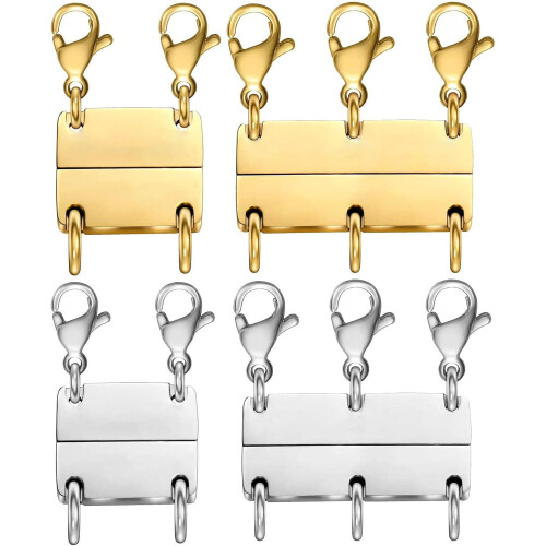 Layered Halsband Lås 18K Guld Silver Separator