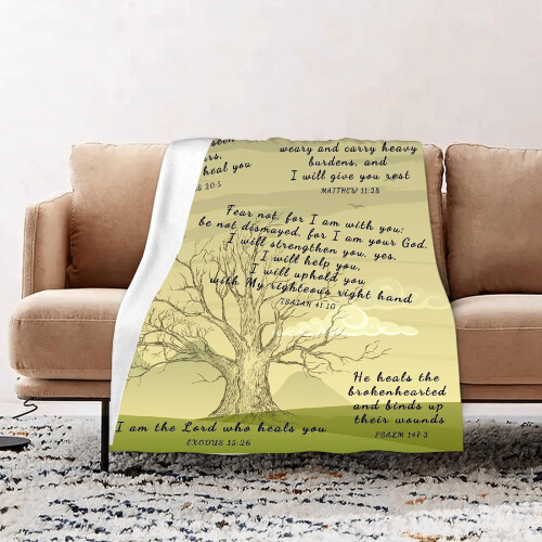 Tree Healing Scripture Fleece Throw Blanket 40x50 inches 1