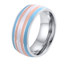 Bague arc-en-ciel fierté en acier inoxydable, alliance unisexe, taille