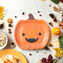 Assiettes jetables en papier motif citrouille d'Halloween, 18 cm (7 pouces), 250 g