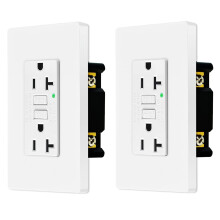 Lot de 2 prises GFCI Nineleaf 20A blanches avec plaque murale