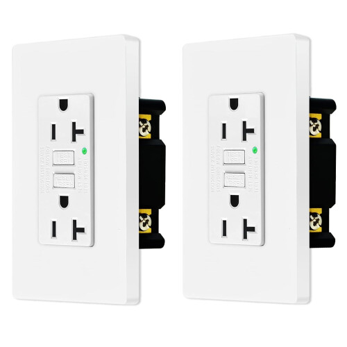 Lot de 2 prises GFCI Nineleaf 20A blanches avec plaque murale