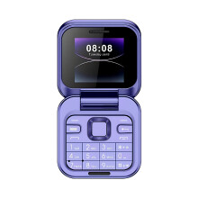 Mini Flip Mobile Phone 2G Unlocked for Seniors Purple