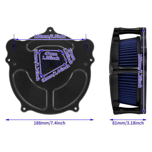 CNC luftfilter blått inntak for Harley Softail 1