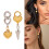 Heart Cone Drop Earrings Gold and Silver Tone 2