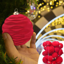 Velvet Flocked Christmas Ornaments Set Red Green White 35