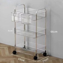 Carro de almacenamiento rodante Clear de 3 niveles – Organizador compacto