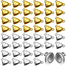 Heart Shaped Magnetic Clasps Jewelry Gold Silver 48 pcs