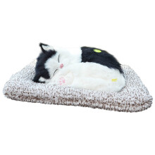 Peluche de gato durmiendo con sonido, adorno de coche de carbón activado